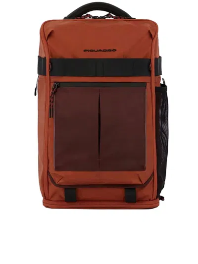 Shop Piquadro Bike Backpack Computer And Ipad Holder Bags In Yellow & Orange