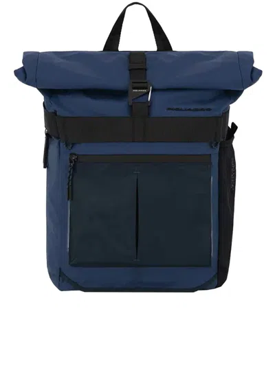 Shop Piquadro Roll-top Bike Computer Backpack Bags In Blue