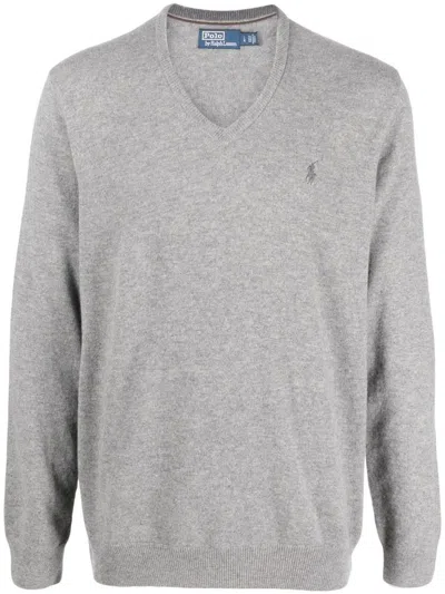 Shop Polo Ralph Lauren Ls Vn Pp-ls-pullover Clothing In Grey