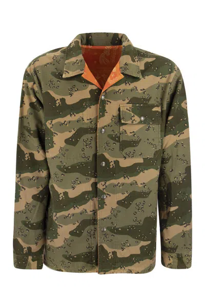 Shop Polo Ralph Lauren Reversible Cotton Shirt In Military/orange