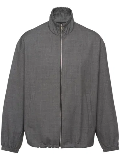 Shop Prada Blouson In Fine Panama Clothing In Grey