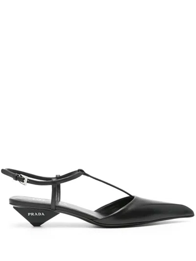 Prada 35 Calf Leather Pumps In Black
