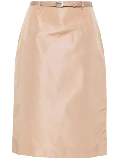Shop Prada Faille Skirt Clothing In Nude & Neutrals