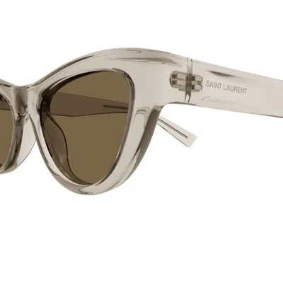 Shop Saint Laurent Eyewear Sunglasses In Beige