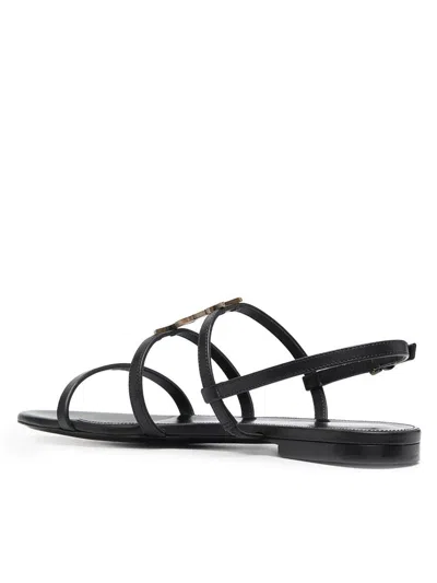 Shop Saint Laurent Flat Sandals Shoes In Black