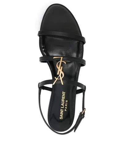Shop Saint Laurent Flat Sandals Shoes In Black