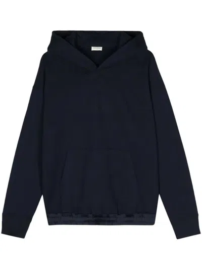 Shop Saint Laurent Hoodie Triangle With Satin Clothing In Blue