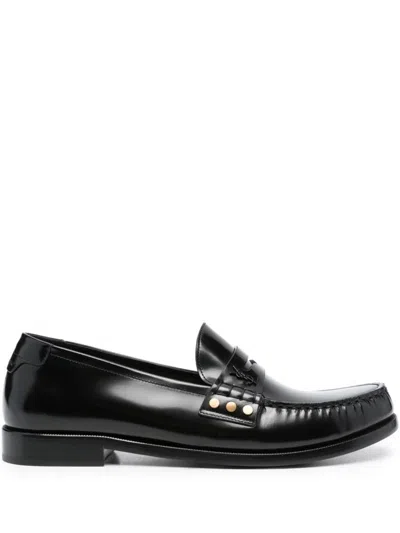 Shop Saint Laurent Lo Loafer Shoes In Black