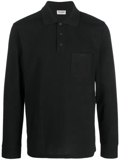 Shop Saint Laurent Polo Clothing In Black