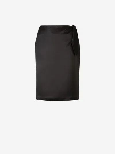 Shop Saint Laurent Silk Satin Mini Skirt In Sarong Style