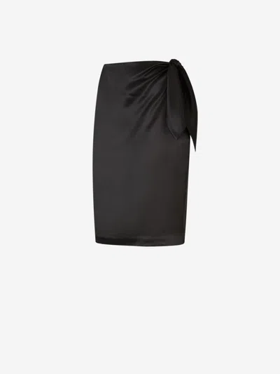 Shop Saint Laurent Silk Satin Mini Skirt In Sarong Style