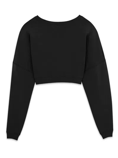 Shop Saint Laurent Sweat Cropped Molleton Clothing In Black