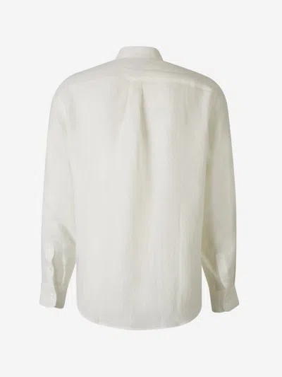 Shop Sease Fish Tail Linen Shirt In Mandarin Collar With V-neckline