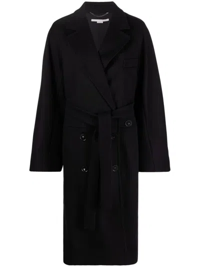 Stella Mccartney Double-breasted Belted Mid-length Coat In Black