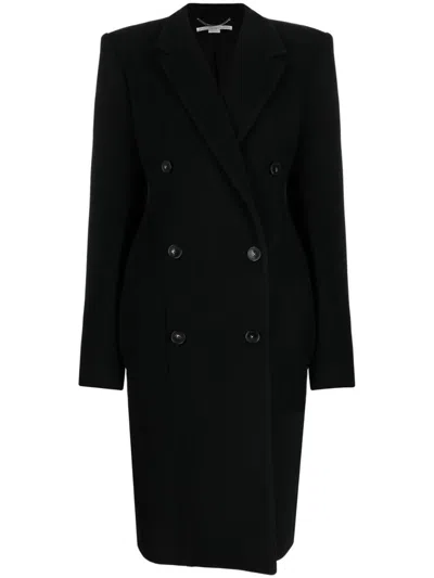 Stella Mccartney Double Breasted Long Sleeved Coat In Black