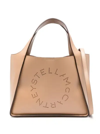 Shop Stella Mccartney Crossbody Logo Bags In Nude & Neutrals