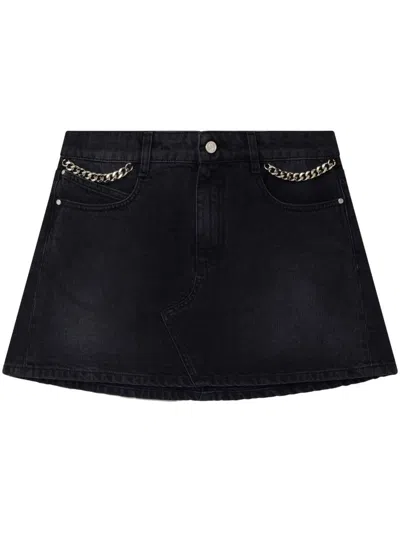Shop Stella Mccartney Falabella Chain Black Denim Mini Skirt Clothing