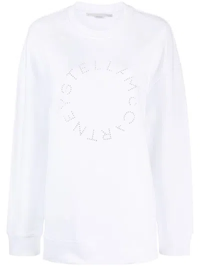 Shop Stella Mccartney Hotfix Rhinestone Logo Sweatshirt Clothing In White