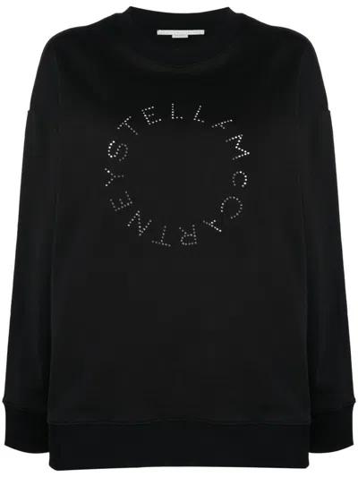 Shop Stella Mccartney Hotfix Rhinestone Logo Sweatshirt Clothing In Black