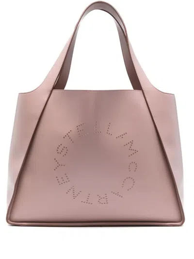Shop Stella Mccartney Tote Logo Bags In Pink & Purple