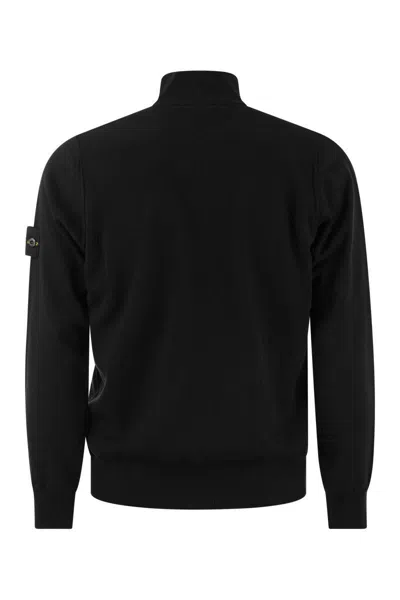 Shop Stone Island Cotton Cardigan With Zip In Black