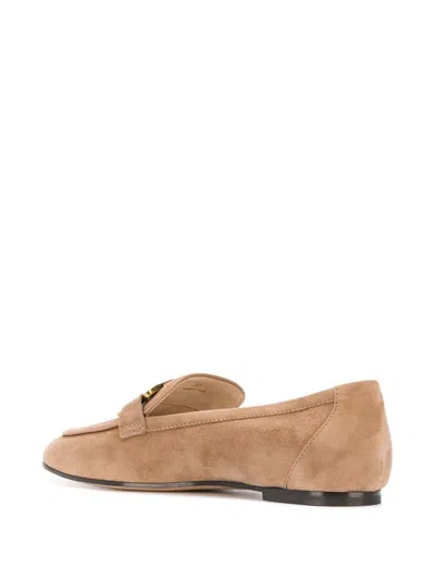 Shop Tod's Kate Suede Loafer Shoes In Nude & Neutrals