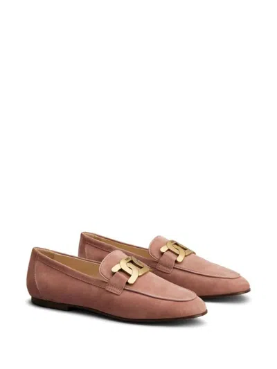 Shop Tod's Kate Suede Loafer Shoes In Pink & Purple