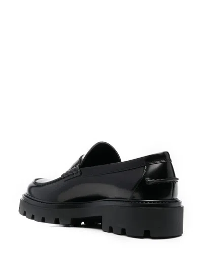 Shop Tod's Leather Loafer Shoes In Black