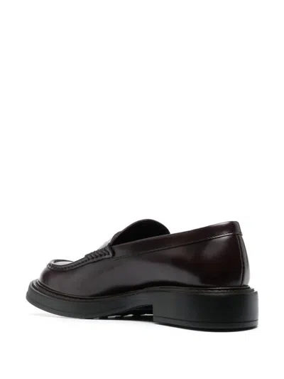 Shop Tod's Leather Loafer Shoes In Brown