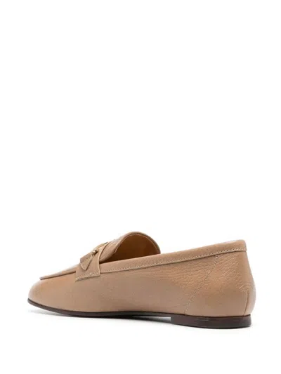 Shop Tod's Leather Loafer Shoes In Brown