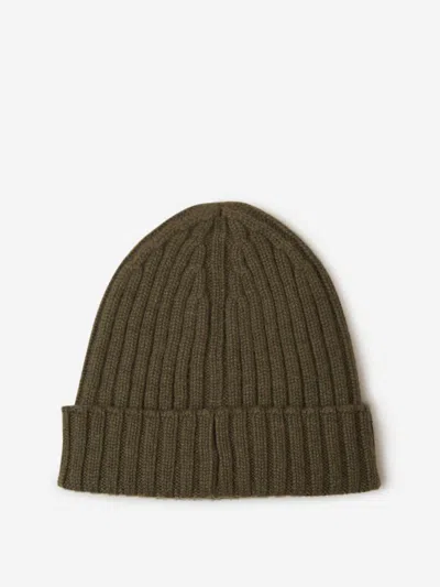 Shop Tom Ford Ribbed Cashmere Beanie In Leather Logo Tag On The Front