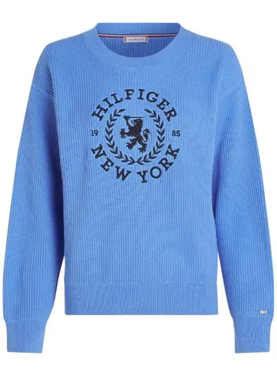 Shop Tommy Hilfiger Crest Graphic Co C-nk Swt Clothing In Blue