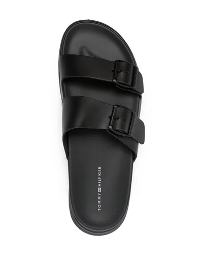 Shop Tommy Hilfiger D Density Hilfiger Buckle Sandal Shoes In Black