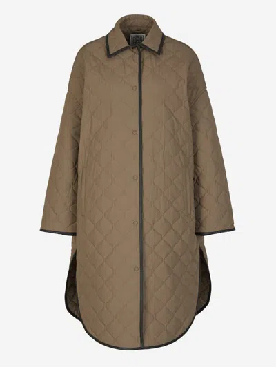 Shop Totême Bottons Padded Jacket In Taupe