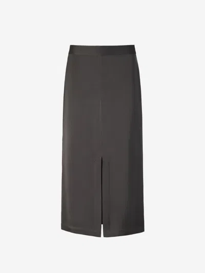Shop Totême Front-split Midi Skirt In Dark Grey