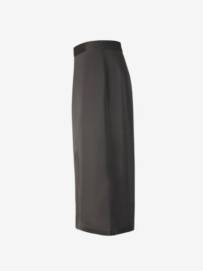 Shop Totême Front-split Midi Skirt In Dark Grey