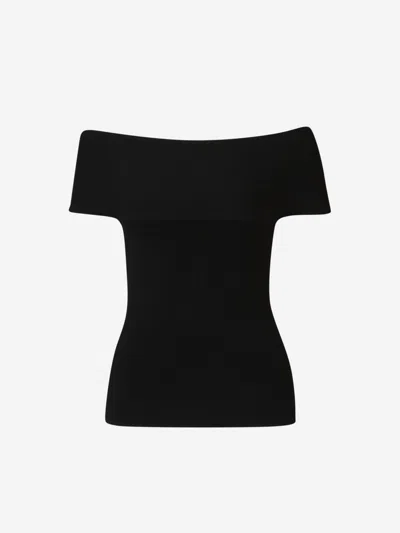 Shop Totême Open Shoulder Knitted Top In Black