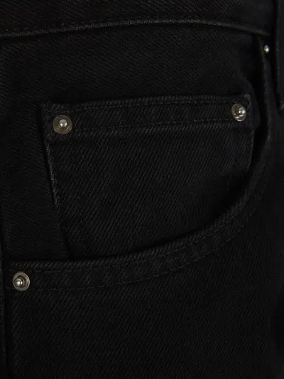 Shop Totême Stitching Denim Pants In Black