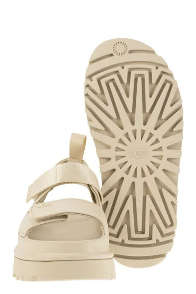 Shop Ugg Goldenglow - Adjustable Wedge Sandals In Cream