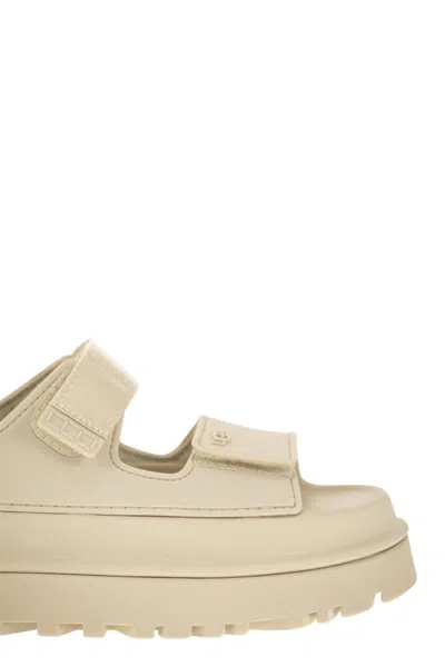 Shop Ugg Goldenglow - Adjustable Wedge Sandals In Cream
