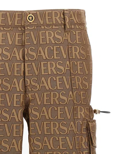 Shop Versace Allover' La Vacanza Caspule Pants In Brown