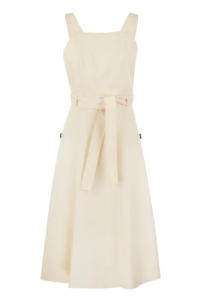 Shop Weekend Max Mara Affari1234 - Sleeveless Cotton Dress In Ecru