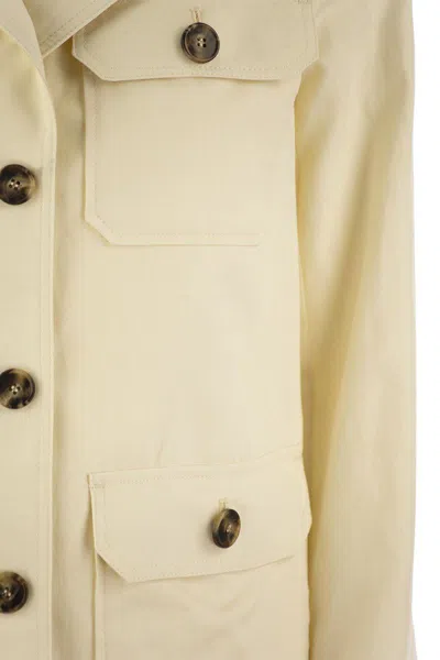 Shop Weekend Max Mara Bacca - Cotton And Linen Safari Jacket In Ivory