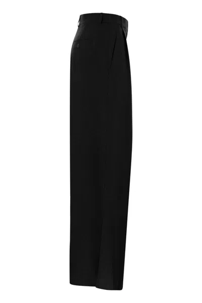 Shop Weekend Max Mara Diletta - Viscose And Linen Flared Trousers In Black