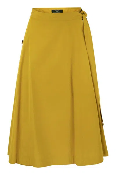 Shop Weekend Max Mara Gavino - Cotton Poplin Skirt In Yellow