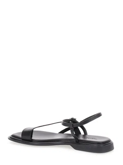 Shop Vagabond 'izzi' Black Thong Sandals With Thin Straps In Leather Woman