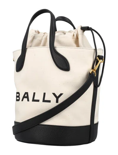Shop Bally Bar 8 Hours Bucket Bag In Natural/black+gold