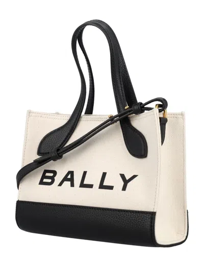 Shop Bally Bar Crossbody Bag In Natural/black+oro