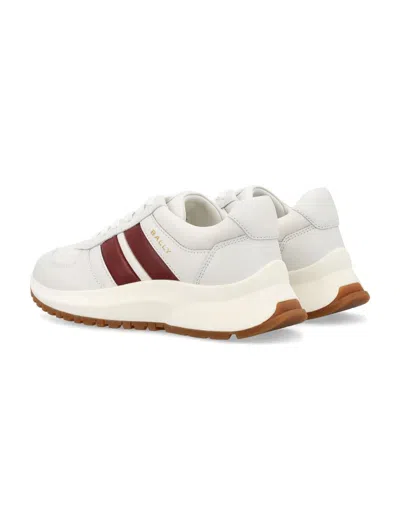 Shop Bally Darsyl-w Leather Woman Sneakers In White/b.red/white