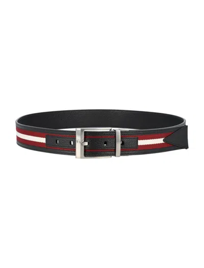 Shop Bally Shiffie 35 Belt In Black+red/bone+pall